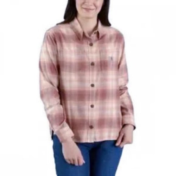 Carhartt Women's Rugged Flex Loose Fit Midweight Flannel Long-Sleeve Plaid Shirt - Picture 2 of 11